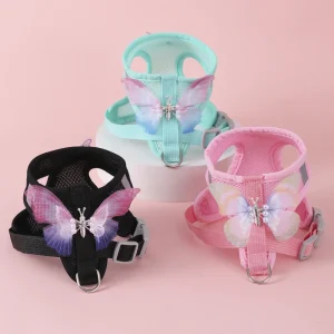 Butterfly Breathable Small Dog/Cat Harness Set