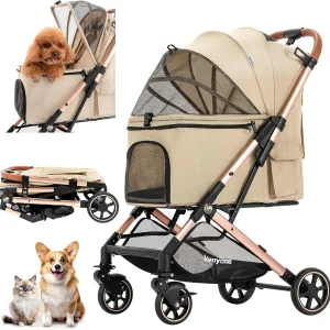 Pet Stroller with Lightweight One-Click Folding